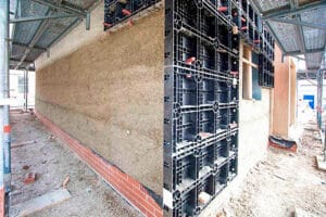 Hempcrete casting is a sustainable building technique